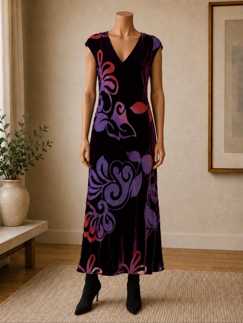 Johnny Was Jade Toto Floral Bias Maxi Dress Kosmic Dream Size Large NWT